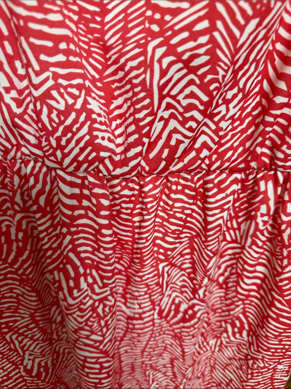 Women's Orange Patterned Elastic-Waist Dress Peekaboo Shoulders Small - Picture 4 of 6